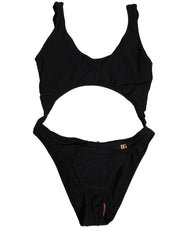 Dolce & Gabbana Black Cutout Logo One Piece Swimsuit Swimwear