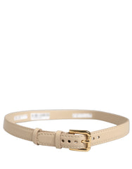 Dolce & Gabbana Beige Embossed Leather Gold Buckle Belt Strap Bracelet