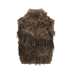 Brunello Cucinelli Beige Mohair Sleeveles Sweater