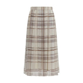 Brunello Cucinelli Beige Silk Midi Skirt