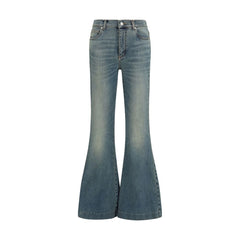 Alexander McQueen Blue Cotton Flared Jeans