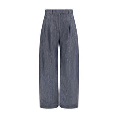 Brunello Cucinelli Blue Cotton High-Waisted Jean