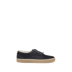 Brunello Cucinelli Blue Suede Leather Low Top Sneakers