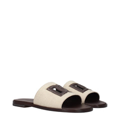 Dolce & Gabbana Beige Fabric Slippers