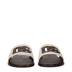 Dolce & Gabbana Beige Fabric Slippers
