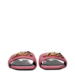 Versace Pink Leather Slippers