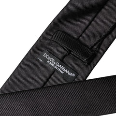 Dolce & Gabbana Black Solid 100% Silk Adjustable Men Tied Necktie Tie