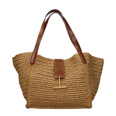 Tom Ford Beige Raffia Shoulder Bag