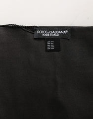 Dolce & Gabbana Black Satin Silk Fringed Lace Stole Scarf