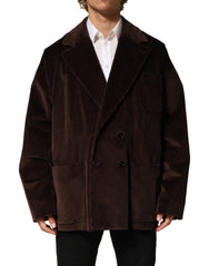 Dolce & Gabbana Brown Double Breasted Corduroy Blazer Jacket