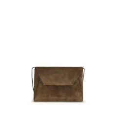 Brunello Cucinelli Brown Calf Leather Bos Taurus Shoulder Bag