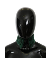 Dolce & Gabbana Green Fur Neck Collar Wrap Lambskin Scarf