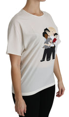 Dolce & Gabbana White #dgfamily Patch Short Sleeve Blouse Top