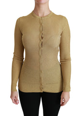 Dolce & Gabbana Gold Long Sleeve Cardigan Viscose Sweater