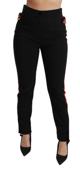 Dolce & Gabbana Black Skinny Stretch Fox Head Cotton Pants