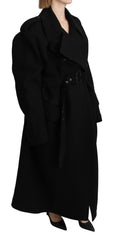 Dolce & Gabbana Virgin Wool Black Blazer Trenchcoat Jacket