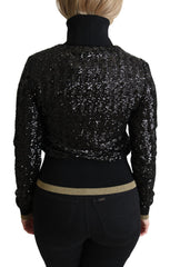 Dolce & Gabbana Black Sequined Knitted Turtle Neck Sweater
