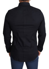 Dolce & Gabbana Blue Cotton Formal GOLD Dress Shirt