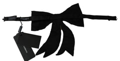 Dolce & Gabbana Silver Tone 100% Silk Crystal Embellished Women Bowtie