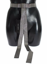 Dolce & Gabbana Black Silk Clear Crystal Bow Waist Belt