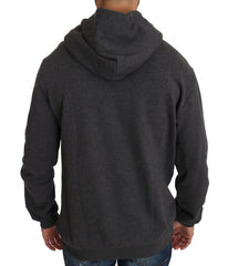 Dolce & Gabbana Gray Hooded Red Crystal Heart Gun Sweater