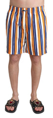 Dolce & Gabbana Multicolor Striped Beachwear Swimshorts