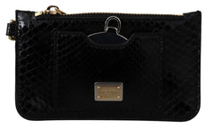 Dolce & Gabbana Black Leather Coin Purse Wristlet Mirror Agnese Wallet