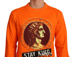 Dolce & Gabbana Orange King Ceasar Cotton Pullover Sweater