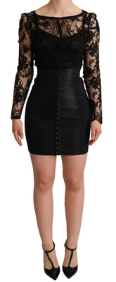 Dolce & Gabbana Black Fitted Lace Top Bodycon Mini Dress