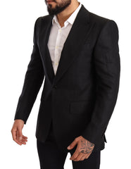 Dolce & Gabbana Black Linen Slim Fit Coat Jacket Blazer