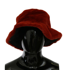 Dolce & Gabbana Red Bordeaux Fur Wide Brim Bucket Hat