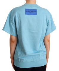 Dolce & Gabbana Blue Cotton Short Sleeves Crew Neck Top