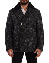 Dolce & Gabbana Black Wool Double Breasted Coat Men Jacket