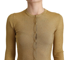 Dolce & Gabbana Gold Viscose Blend Buttons Cardigan Sweater