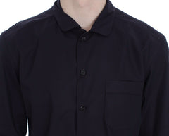 Dolce & Gabbana Purple Striped Cotton Pajama Lounge Shirt