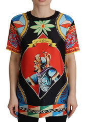 Dolce & Gabbana Multicolor Soldier Carretto Silk Top T-shirt