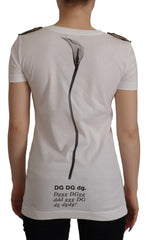 Dolce & Gabbana White Black Roses Crewneck Cotton T-shirt