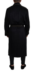 Dolce & Gabbana Black 100% Silk Robe Coat Wrap Jacket