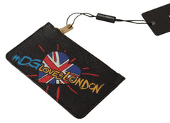 Dolce & Gabbana Black Leather #DGLovesLondon Women Cardholder Coin Case Wallet