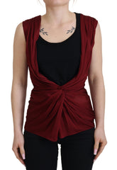 Dolce & Gabbana Bordeaux Silk Stretch Top Vest Blouse