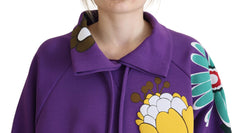 Dolce & Gabbana Purple Floral Print Pullover Cotton Sweater