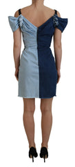 Dolce & Gabbana Two Tone Blue Patchwork Denim Mini Dress