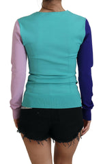 Dolce & Gabbana Multicolor V-neck Viscose Long Sleeves Sweater