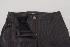 Dolce & Gabbana Gray Stripes Wool Tapered Women Pants