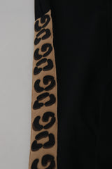 Dolce & Gabbana Black Cotton Elastic Waist DG Logo Cropped Pants