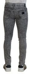 Dolce & Gabbana Grey Washed Cotton Slim Fit Men Denim Jeans