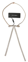 Dolce & Gabbana Beige Silk Clear Crystal Bow Waist Belt