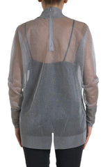 Dolce & Gabbana Gray Mesh Turtleneck Long Sleeve Blouse Top