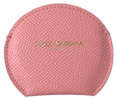Dolce & Gabbana Pink Calfskin Leather Round Mirror Holder