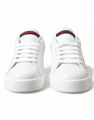 Dolce & Gabbana White Red Lace Up Womens Low Top Sneakers Shoes